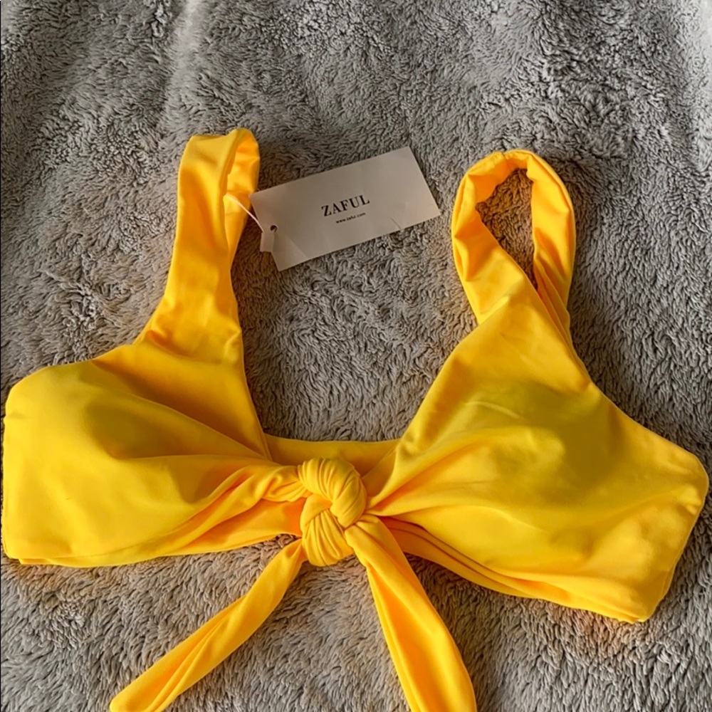 Bright Yellow Tie Bikini Top